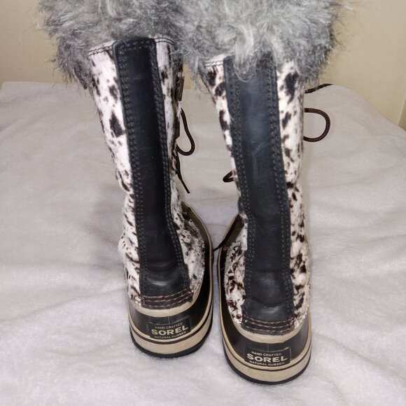 Sorel Joan Of Arctic Reserve Cowhide Snow Boots Fur Cuff Women’s 7 Rare Y2K - Picture 6 of 12
